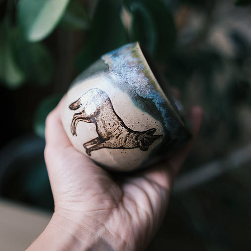 Nádoby - Preso šálka s motivem zvířat (Vlk) - 16166742_