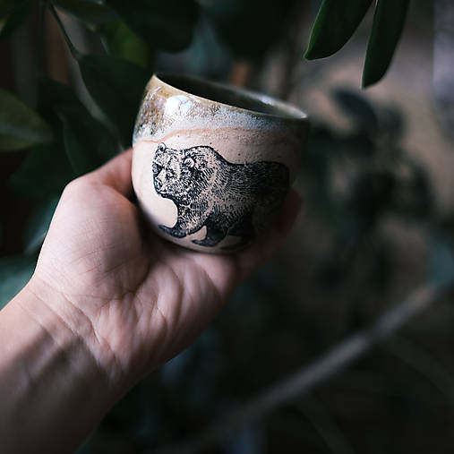 Nádoby - Preso šálka s motivem zvířat (Medvěd) - 16166746_