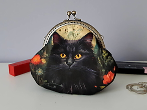 Peňaženky - Minitaštička/peněženka - Černá kočka - 16163597_