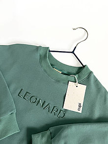Detské oblečenie - Detská mikina s menom LEONARD - old green - 16167057_