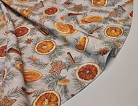 Úžitkový textil - Vianočný okrúhly obrus,,pomaranče,medovníky,škorica,vetvičky" - 16167414_