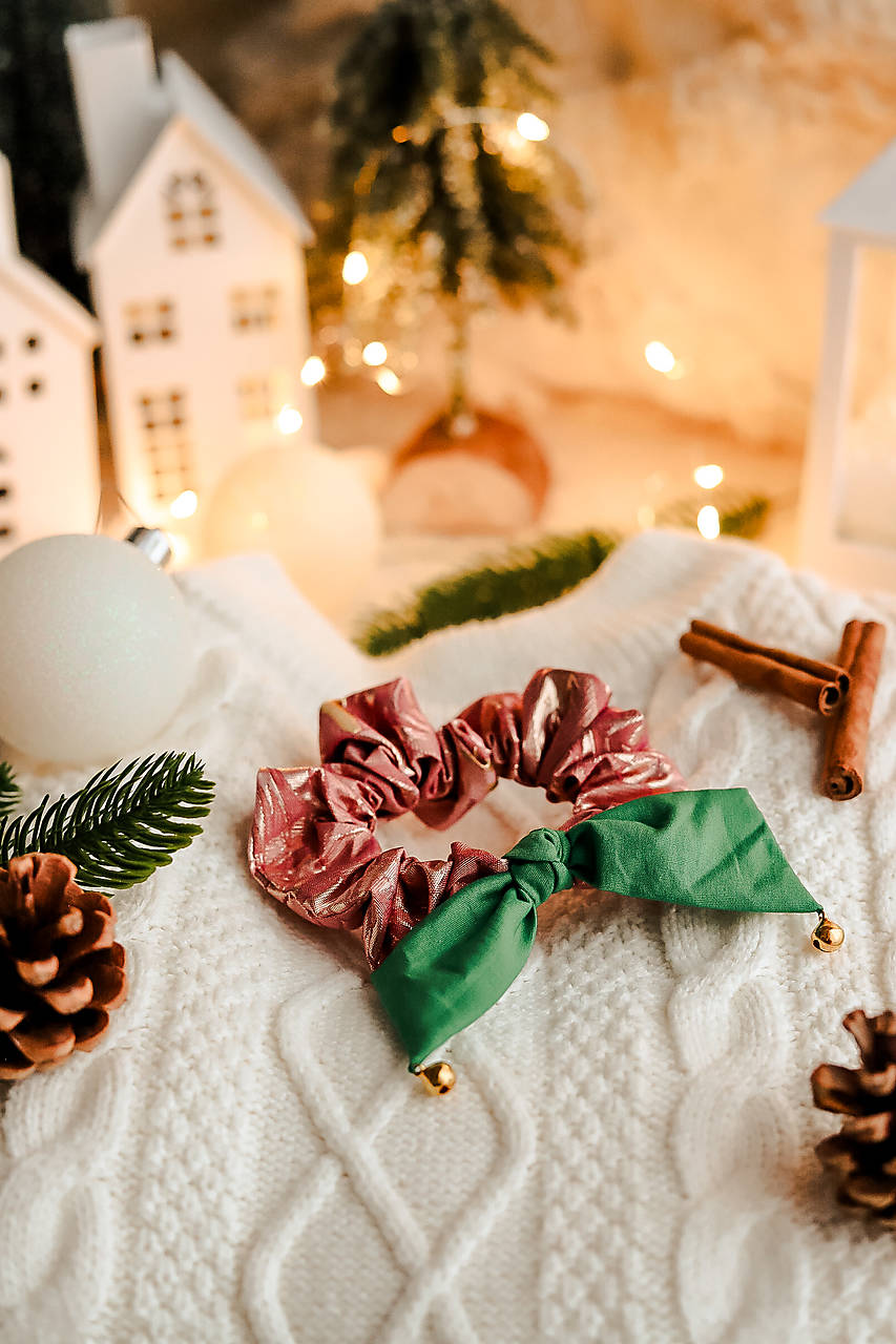 Recy-scrunchie rolničková ružovo-zelená (I.)