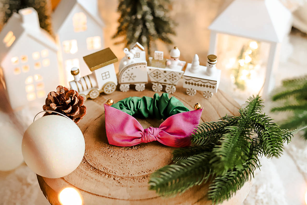 Recy-scrunchie rolničková ružovo-zelená (II.)