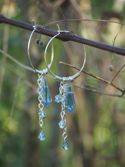 Náušnice - Glamour visiace náušnice - modré  - 16169339_