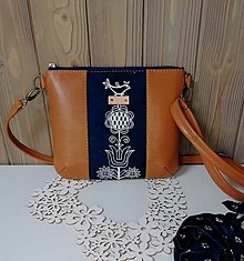 Kabelky - modrotlačová kožená kabelka Lea maxi oranžovo-hnedá AM - 16170604_