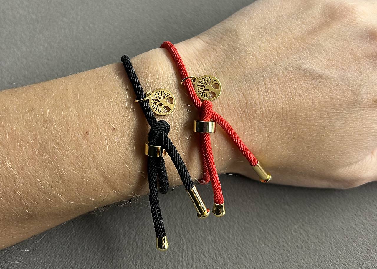 Šnúrkový náramok so stromom života z chirurgickej ocele