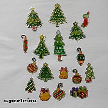 Papier - Vianočné samolepky s perleťou - sada 17ks - 16167526_