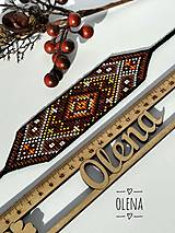 Náramky - Náramok tkaný z rokajlových korálok Preciosa, slovanský etnický ornament, ručná výroba - 16168426_