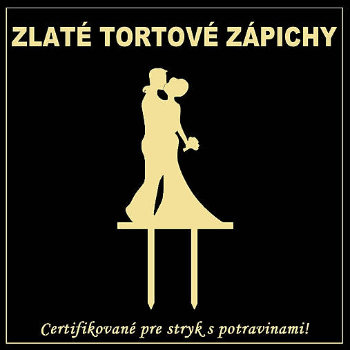 Dekorácie - Tortový zápich obrazový - Zrkadlovo - zlatý - 16169567_