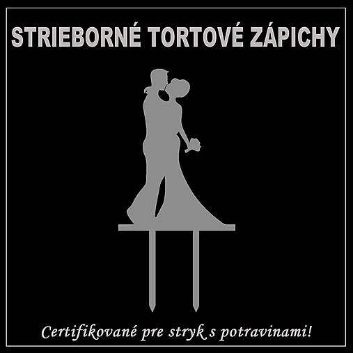 Dekorácie - Tortový zápich obrazový - Zrkadlovo - strieborný - 16169573_