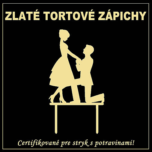 Dekorácie - Tortový zápich obrazový - Zrkadlovo - zlatý - 16169577_