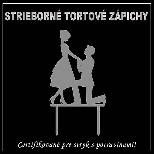 Dekorácie - Tortový zápich obrazový - Zrkadlovo - strieborný - 16169578_