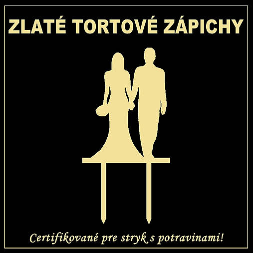 Dekorácie - Tortový zápich obrazový - Zrkadlovo - zlatý - 16169581_