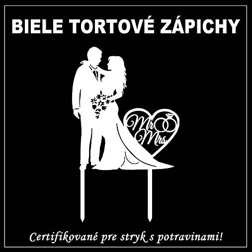 Dekorácie - Tortový zápich obrazový - Biely - 16169585_