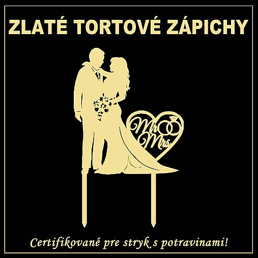 Dekorácie - Tortový zápich obrazový - Zrkadlovo - zlatý - 16169589_