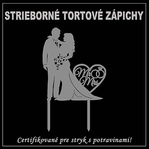 Dekorácie - Tortový zápich obrazový - Zrkadlovo - strieborný - 16169591_