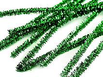 Galantéria - Chlpatý  lurexový drôtik Ø6 mm, dĺžka 30 cm (zelený) - 16167681_