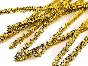 Galantéria - Chlpatý  lurexový drôtik Ø6 mm, dĺžka 30 cm (zlatý) - 16167678_