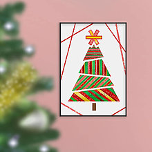 Grafika - Trblietavý vianočný stromček geometrický (pásiky A4) - 16170155_