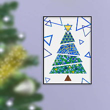 Grafika - Trblietavý vianočný stromček geometrický (trojuholníky A4) - 16170190_