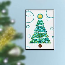Grafika - Trblietavý vianočný stromček geometrický (kolieska A3) - 16170343_