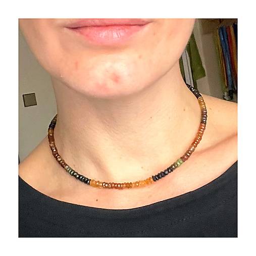 Luxury Natural Petro Tourmaline Rondelle Necklace AG925 / Náhrdelník prírodný turmalín rondelky A101