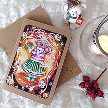 Papiernictvo - Vianočná myška - otváracia pohľadnica s obálkou - 16173024_