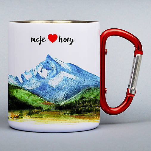 Nádoby - Nerezový hrnček biely-moje hory - 16173390_