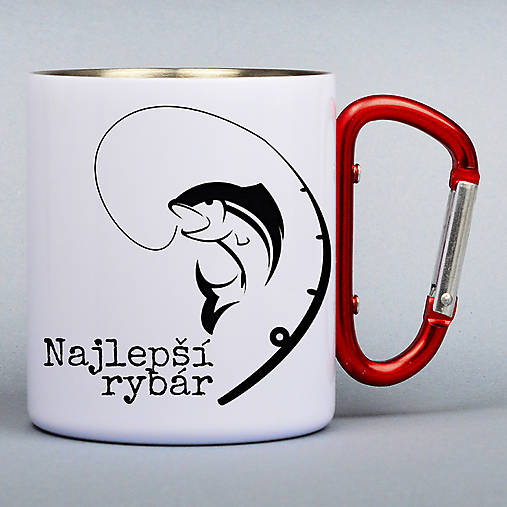 Nádoby - Nerezový hrnček biely-rybár - 16173392_