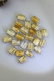 Minerály - brúsený citrín lemovaný  - medzikus 12x23mm - 16171898_