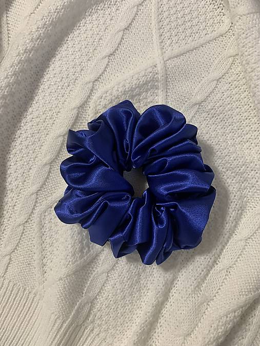 Ozdoby do vlasov - Saténová scrunchie | MAXI (Kráľovská modrá) - 16171037_