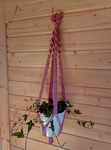 Dekorácie - Retro držiak na kvetináč  (Ružová) - 16173016_