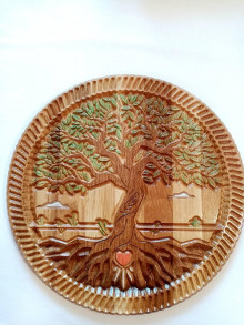 Dekorácie - Drevený obraz-Strom života srdce - 16171888_