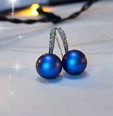 Náušnice - Perličkové náušnice so Sw crystals  -modré - 16175390_