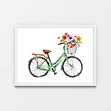 Detské doplnky - Art Print - bicykel s kvetmi - 16175398_
