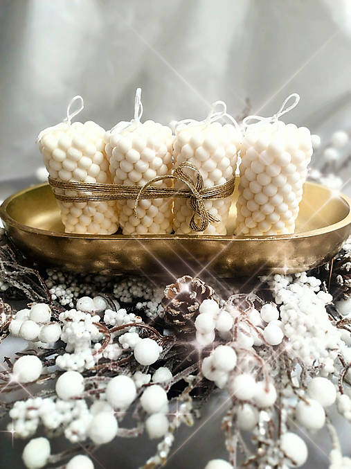 Adventné sviečky - biele perlové