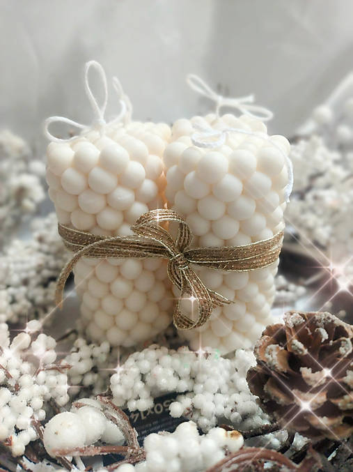 Adventné sviečky - biele perlové