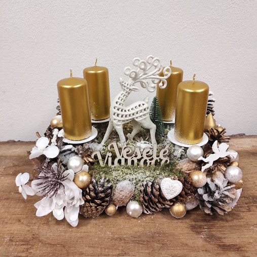 Svietidlá - Adventný vianočný svietnik Jelenček - 16174692_