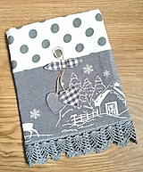 Úžitkový textil - Vianočná utierka s háčkovanou krajkou, sivá - 16174941_