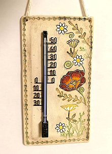 Tabuľky - Teplomer s makom a lúčnymi kvetmi - 16175835_