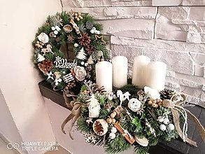 Dekorácie - Prírodno bielo smotanovy adventný veniec 33cm  - 16175661_