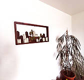 Obrazy - Drevený obraz so symbolickými domčekmi a stromami - 16174192_