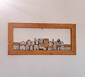 Obrazy - Drevený obraz - mestečko z drevených domčekov - 16174213_