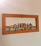 Obrazy - Drevený obraz - mestečko z drevených domčekov - 16174214_