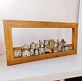 Obrazy - Drevený obraz - mestečko z drevených domčekov - 16174215_