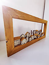 Obrazy - Drevený obraz - mestečko z drevených domčekov - 16174216_