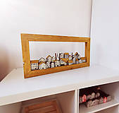 Obrazy - Drevený obraz - mestečko z drevených domčekov - 16174217_