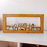 Obrazy - Drevený obraz - mestečko z drevených domčekov - 16174218_