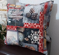 Úžitkový textil - Vianočné obliečky na vankúše,,drevo,vločky,šišky... - 16177456_