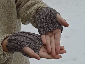 Rukavice - Bezprstové rukavice 100% vlna: svetlá hnedá - 16179339_